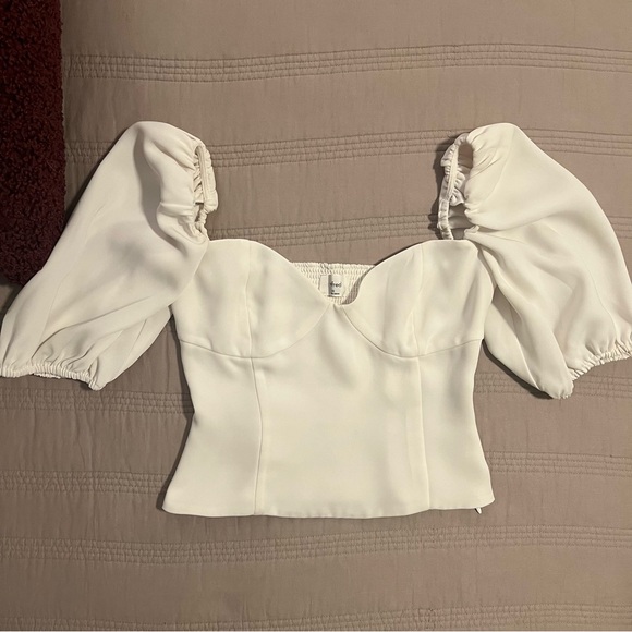 Wilfred Tops - Wilfred Ivory Puff Sleeve Blouse Corset Cropped Peasant